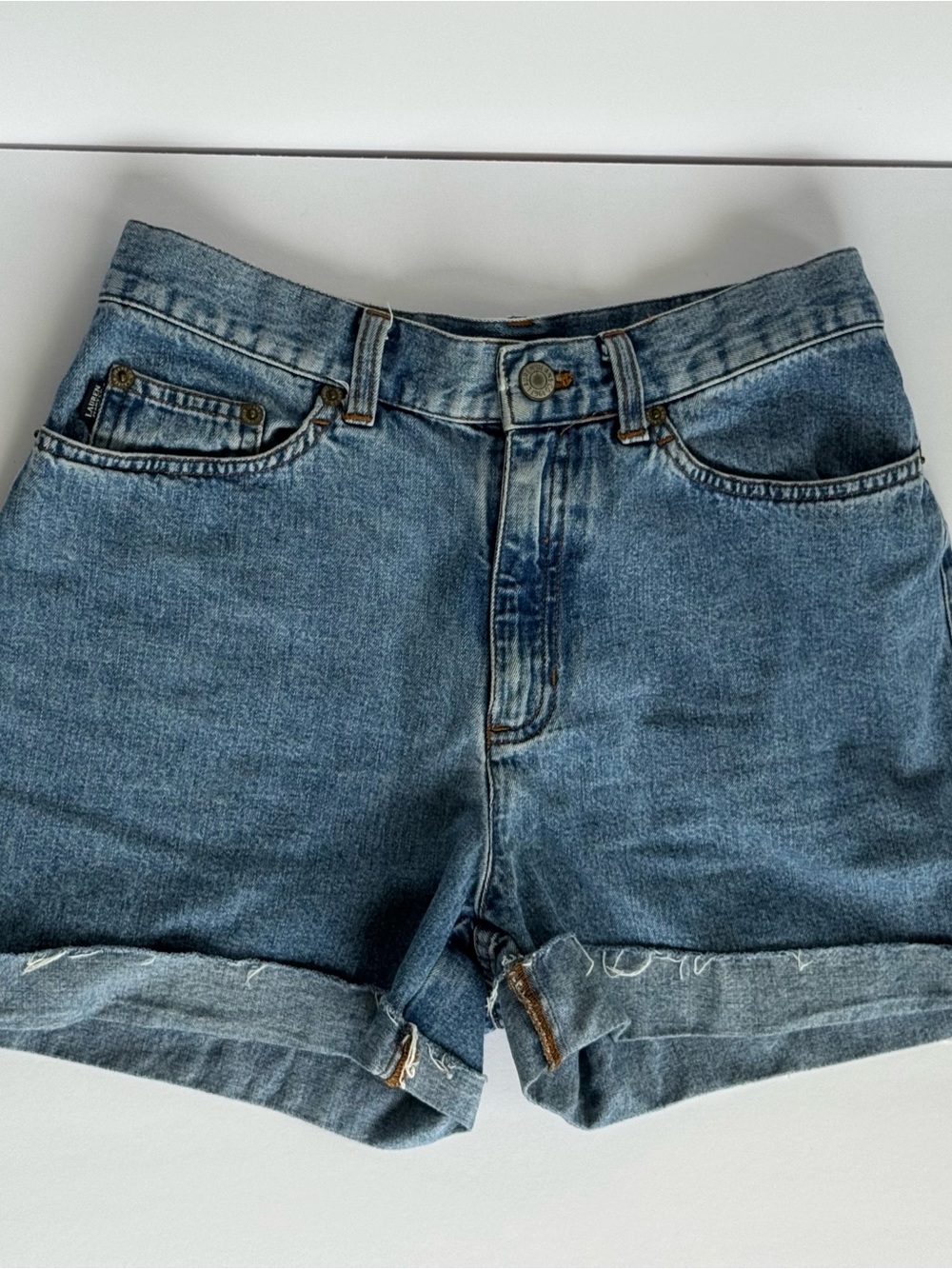 Lauren Jeans Co. Ralph Lauren Petite 4P Blue Denim Bermuda Cuffed Shorts